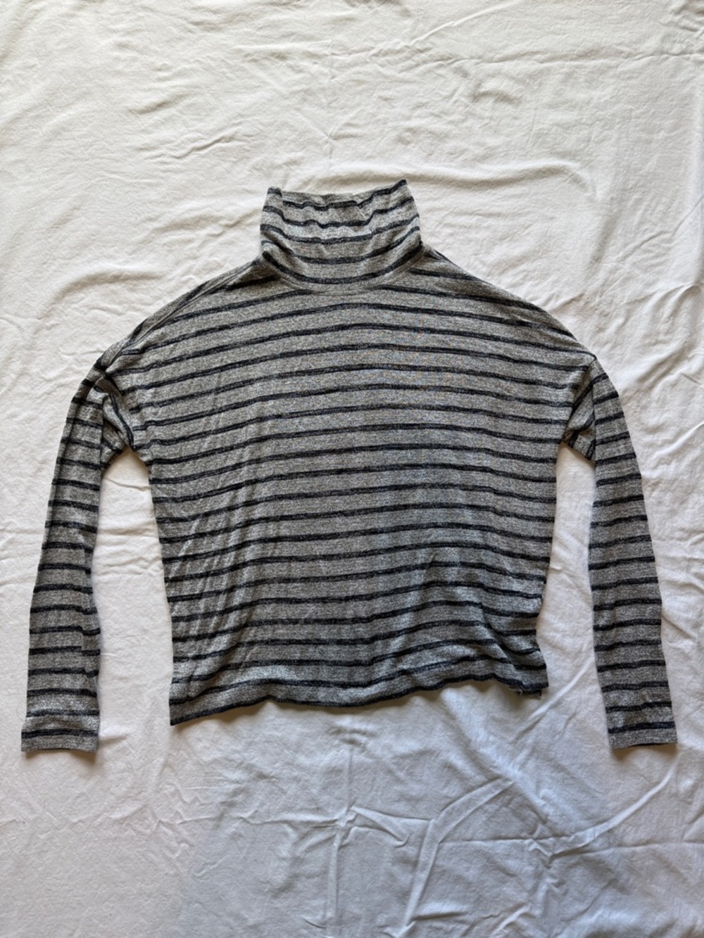 Banana Republic Gray and Black Striped Turtleneck Sweater